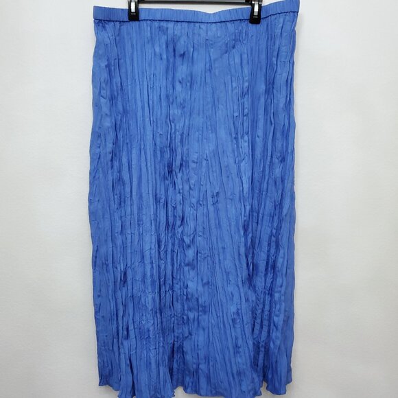 Eileen Fisher Crushed Silk Ultramarine Flared Skirt NWT - Picture 5 of 16